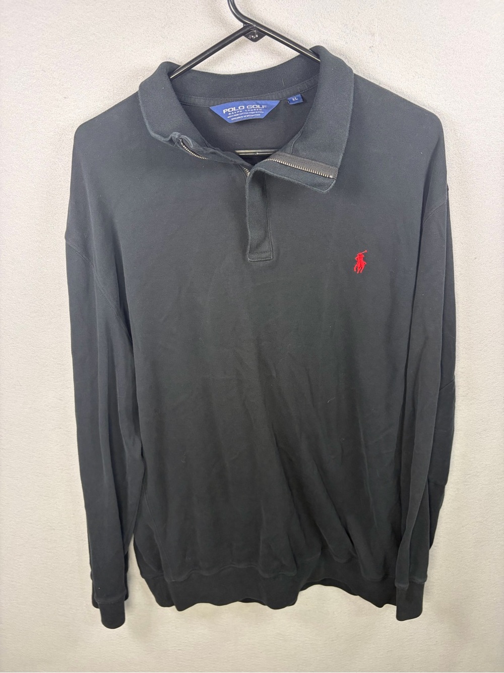 Vintage Polo Golf Ralph Lauren 1/4 Zip Pullover Men's XL Black Pima Cotton